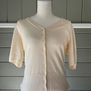 Everlane Women's Cream and Yellow Cardigan